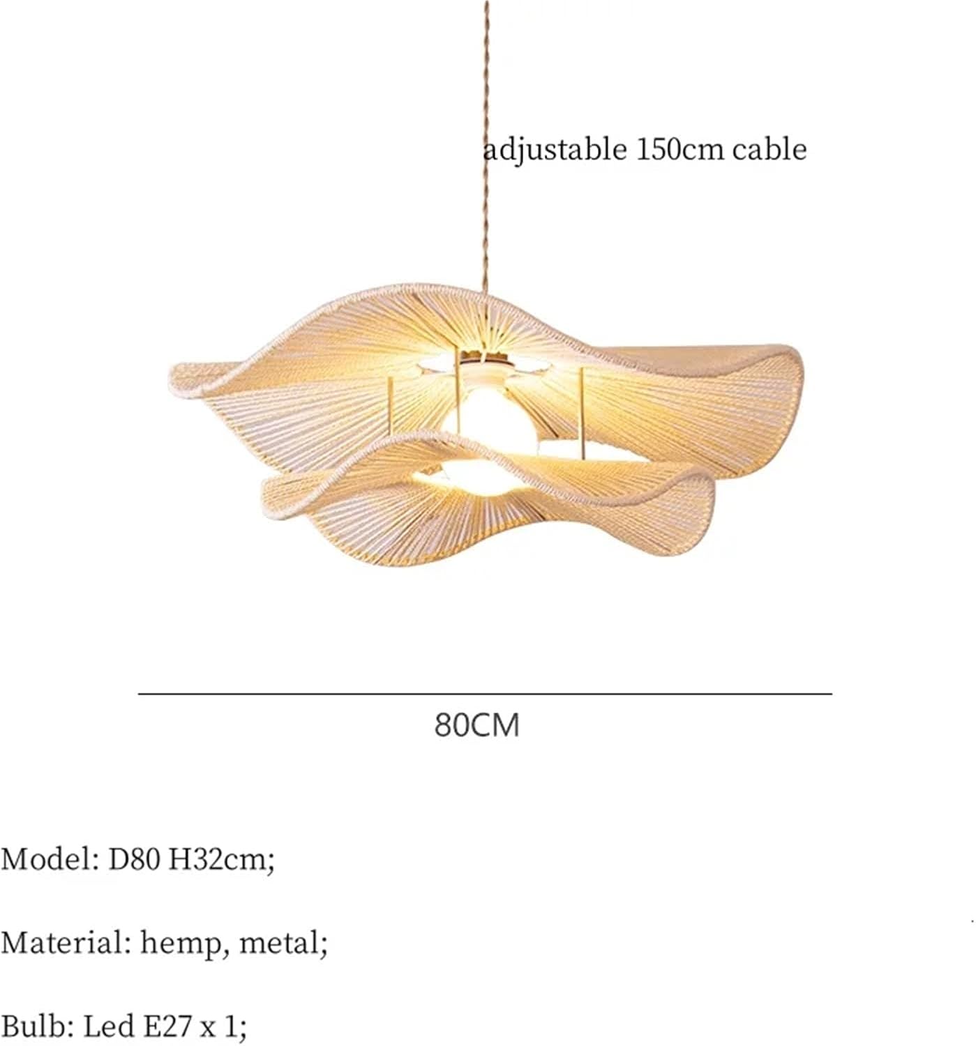 Minimalism E27 Led Pendant Lights Dining Room Hand Knitted Hemp Rope Suspend Lamp Fixtures Droplight Led Luminaria