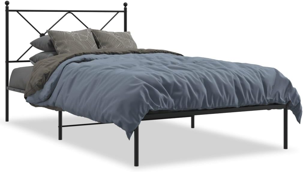 Heavy Duty Twin Bed Frame Black Powder-Coated Steel Platform Style with Underbed Storage Modern Rectangular Design for Bedroom Guest Room Solo Adults