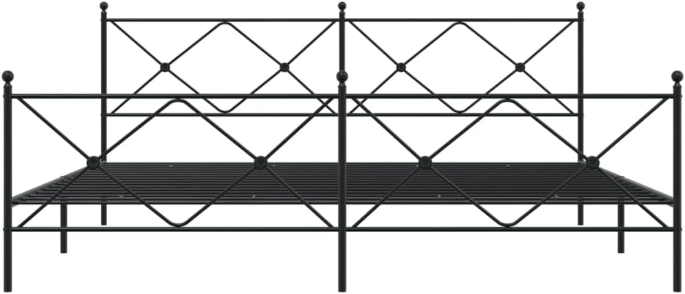 Black Steel Double Bed Frame Rectangular Metal Platform Bed with Under-Bed Storage and Sturdy Support, Chic Matte Black Finish for Modern Bedroom, Easy Assembly, Durable