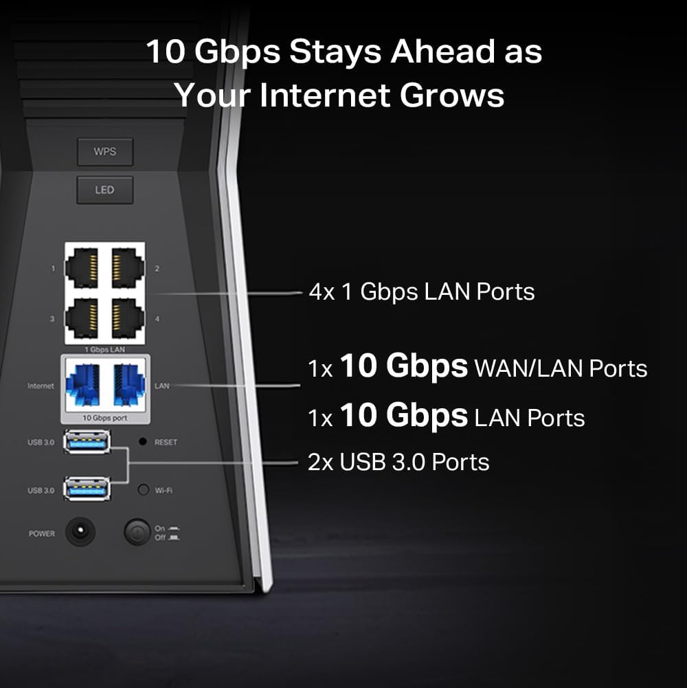 TP-Link Tri-Band BE18000 WiFi 7 Router Archer BE770 | Multi Gigabit Ports | 2X USB 3.0 | 10 Streams | VPN Clients & Server | Easy Mesh, HomeShield, Private IoT Network