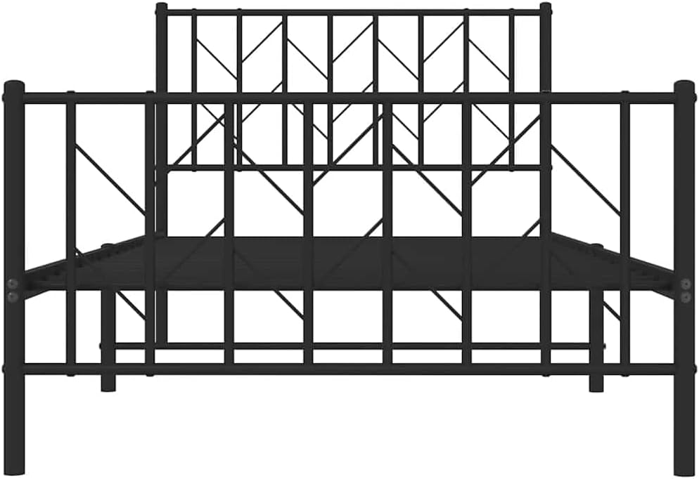 Steel Bed Frame with Footboard Black Queen Size 39.4'x78.7' Sturdy Metal Platform Bed Base with Underbed Storage Space for Bedroom Furniture