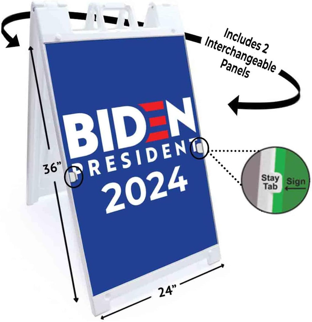 Biden 2024 (24' X 36') Deluxe A-Frame Signicade, Includes 2 Removable Panels & Stand | Election, Political, Democrat, Vote