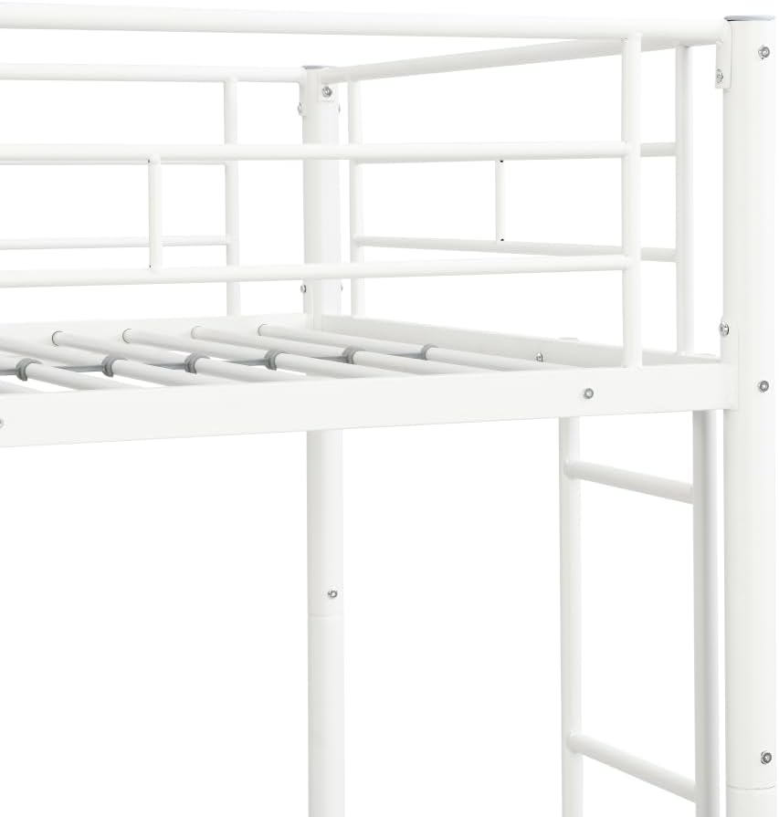 BUNK Bed Pink Twin Over Twin (White + Metal)