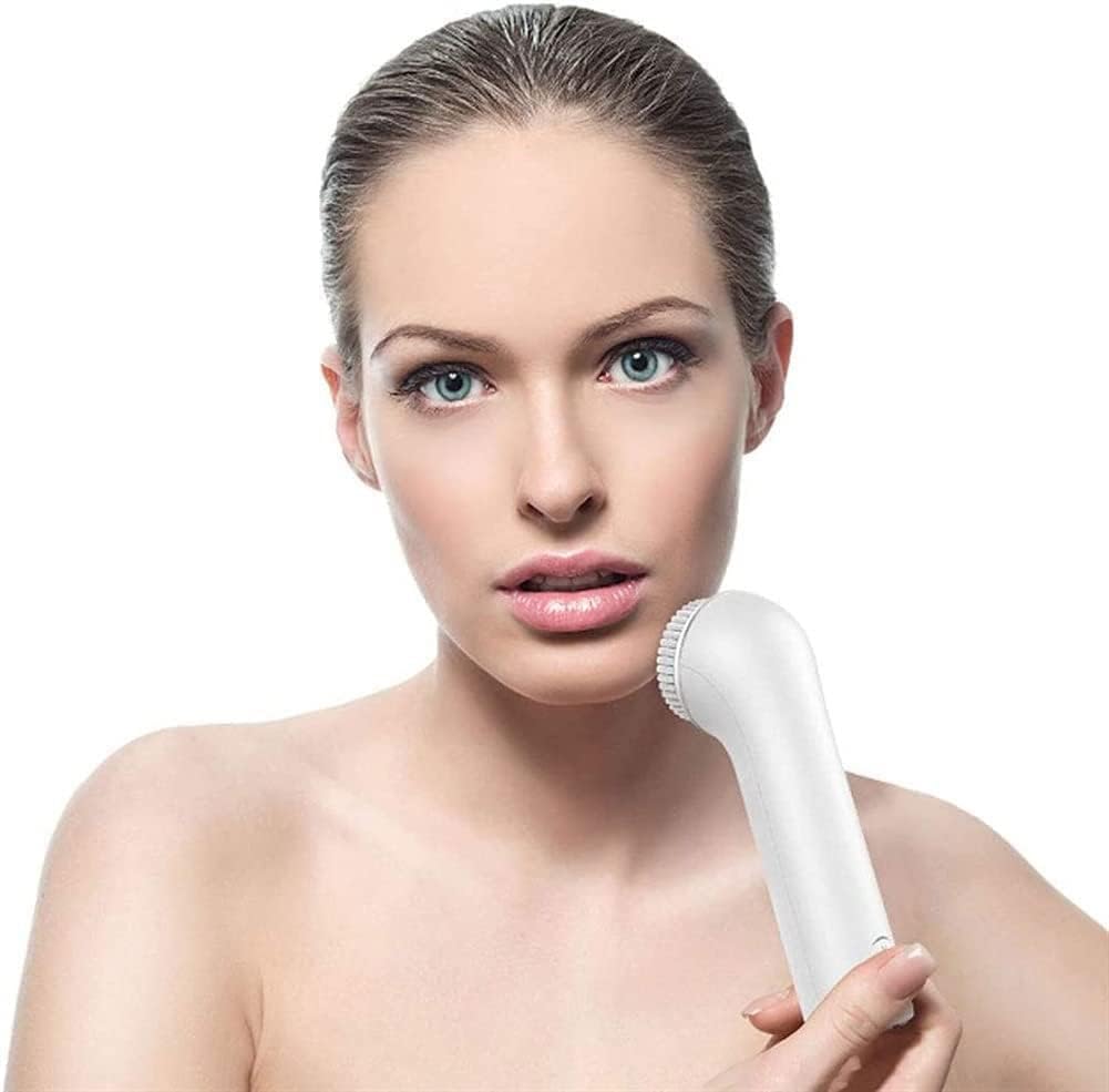 Facial Cleansing Brush, Waterproof Electric Face Cleansing Brush Device for Deep Cleaning, Gentle Exfoliating, Rechargeable Silicone Skin Wash Machine, White
