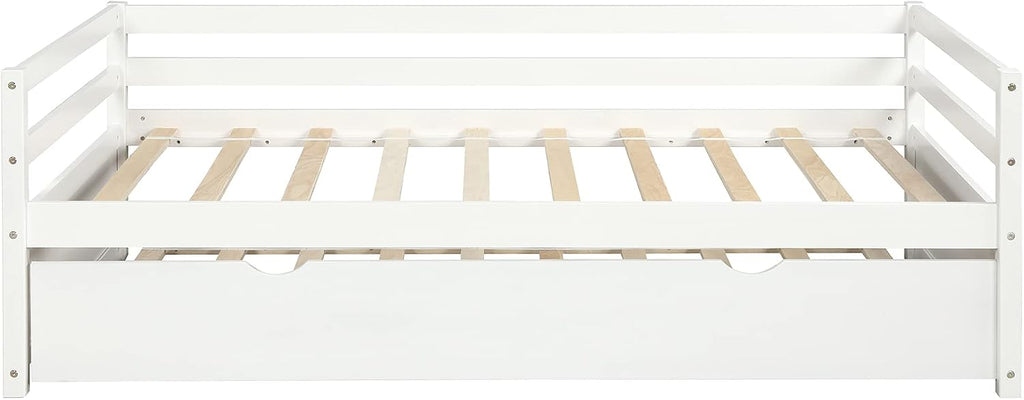 Harper & Bright Designs Convertible Twin Size Daybed with Trundle - Space-Saving Metal Frame Set in Crisp White Finish, Includes Twin Trundle Bed for Guest Room or Dorm