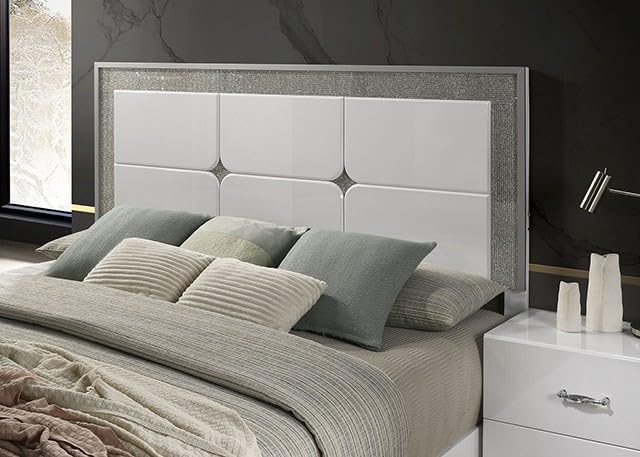 MASARA Bedroom Set, White UV High-Gloss Finish,Available in Queen/King/Twin/Full Size,Platform Bed with 2 Nightstands, Contemporary Style, Engineered Wood (Queen)