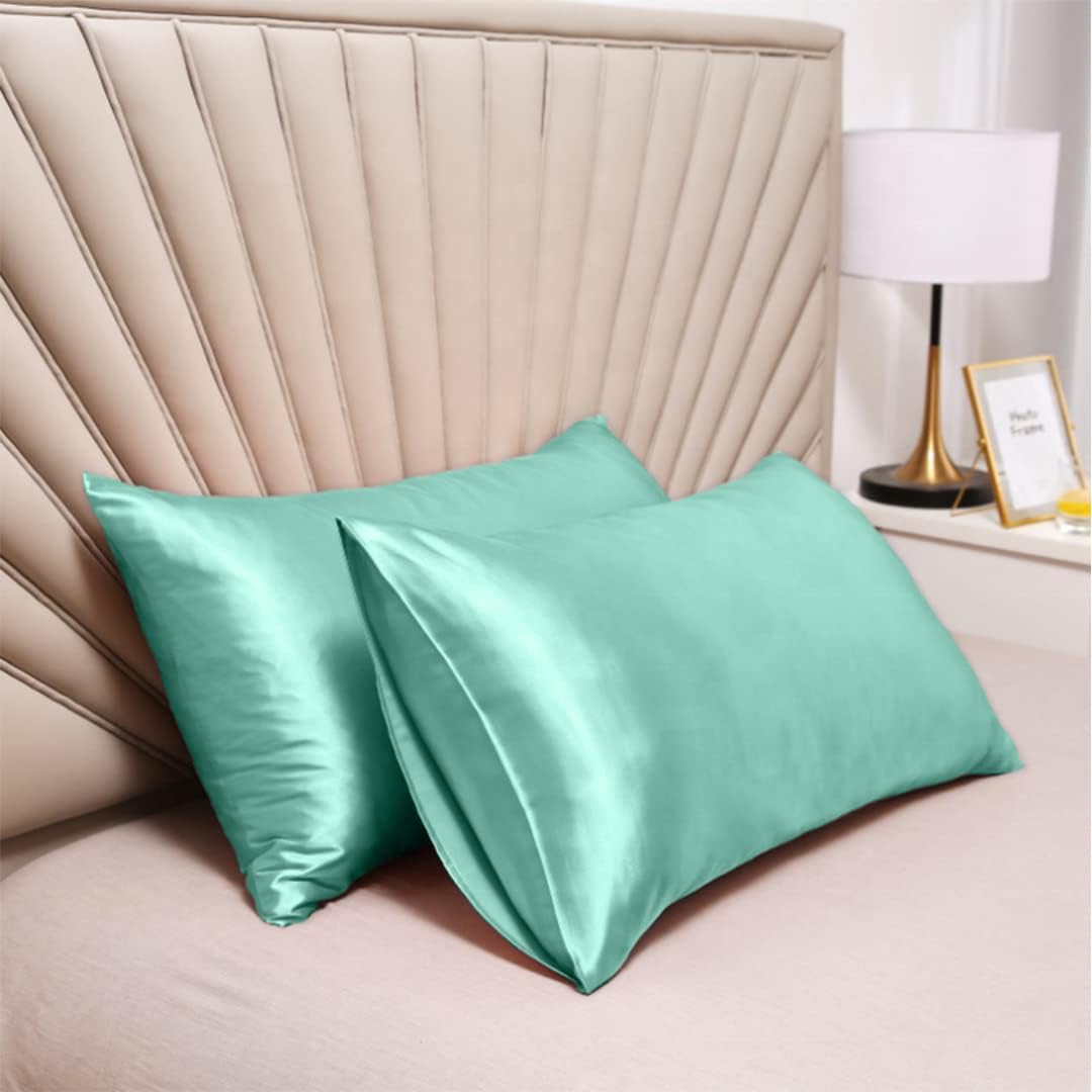 Twin XL Size 4-Piece Sheet Set Premium Mulberry Silk Bed Sheets Set Fits 14-16' Deep Pocket - Luxurious Soft Silk (Solid, Aqua)