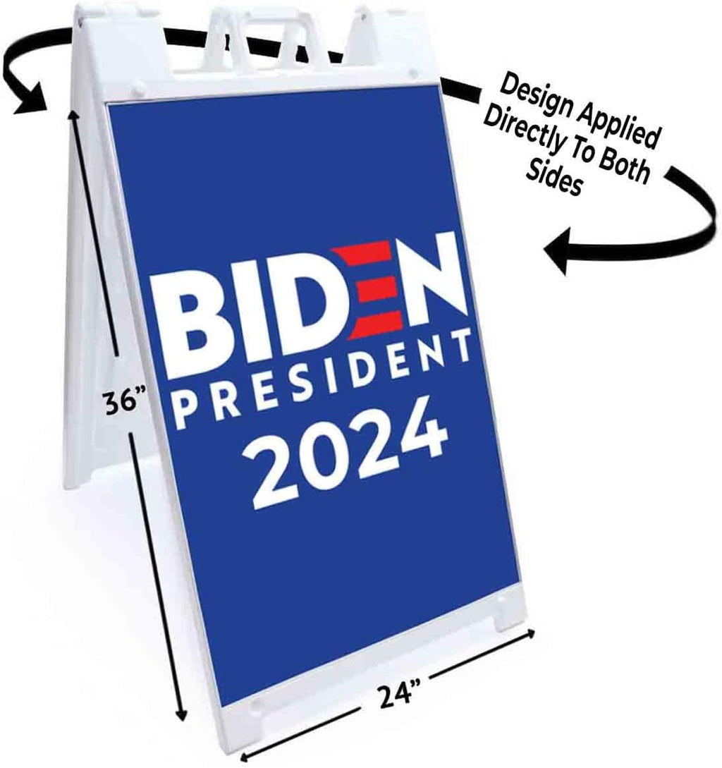 Biden 2024 (24' X 36') Standard A-Frame Signicade, Includes Decal Applied to Stand | Election, Political, Democrat, Vote