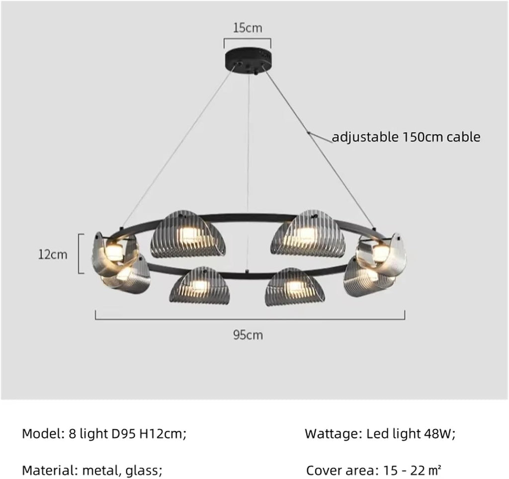 Black Led Pendant Lights Luxury Dining Room Gray Glass Chandelier Indoor Lighting Suspend Lamp Luminarias,Household