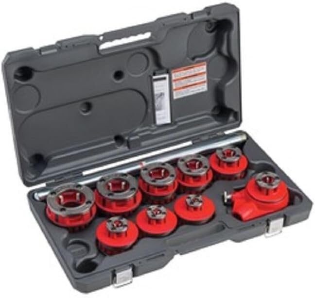 RIDGID, 36505, Exposed Ratchet Threader Set, 1/8 to 2 in,Silver/Red,Small