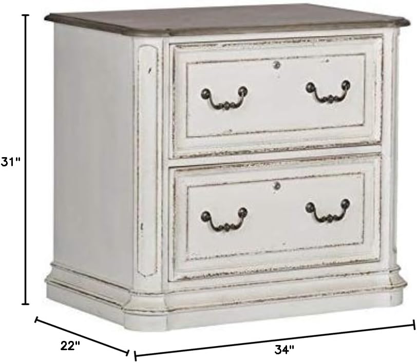 Liberty Furniture Magnolia Manor Media Lateral File for Home Office, W34' x D22' x H31', White