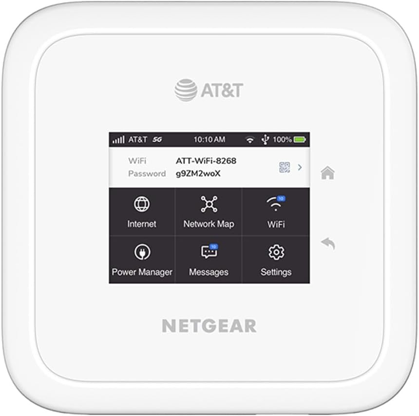 NETGEAR Nighthawk M6 5G WiFi 6 Mobile Hotspot Router (MR6110) – Blazing Fast Wireless Hotspot Router, Unlocked, Certified with AT&T - White (Renewed)