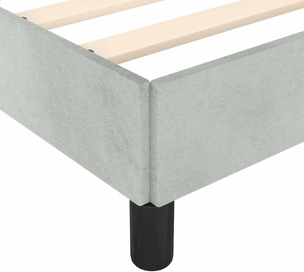 Light Gray Velvet Twin Bed Frame with Breathable Fabric Upholstered Platform Design Sturdy Engineered Wood Structure for Modern Bedroom Decor