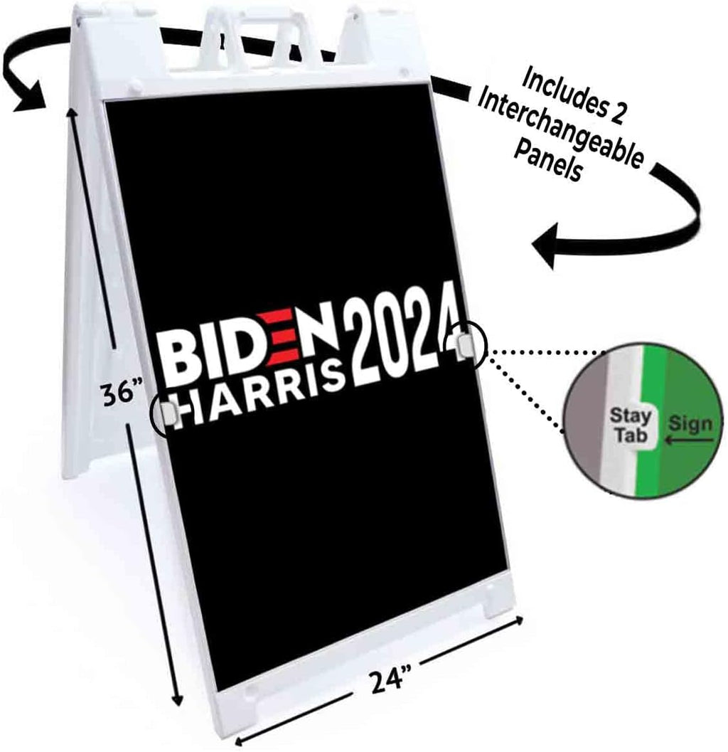 Biden Harris 2024 (24' X 36') Deluxe A-Frame Signicade, Includes 2 Removable Panels & Stand | Election, Political, Democrat, Vote