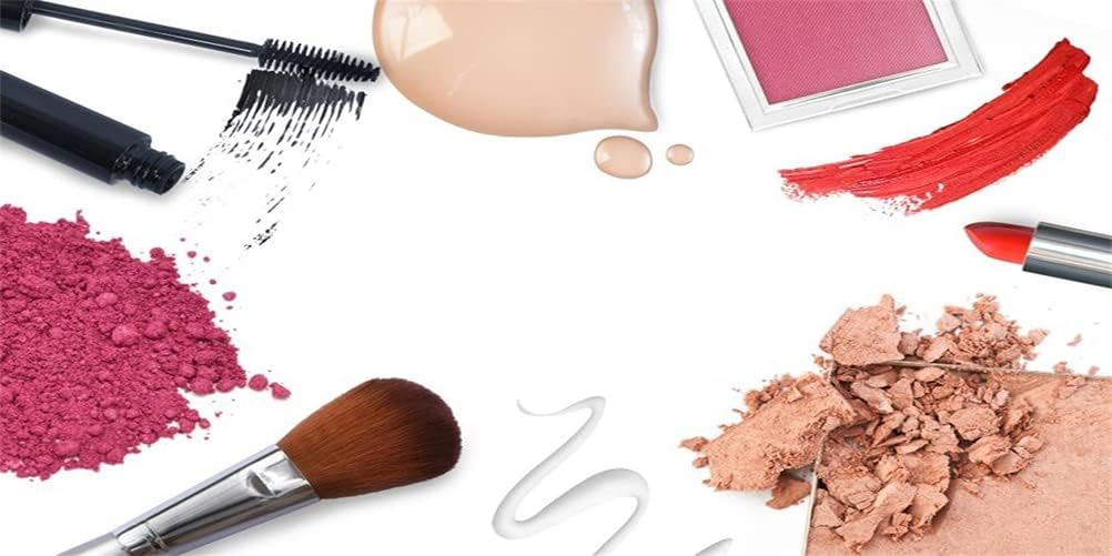 AOFOTO 20x10ft Fashion Makeup Set Backdrop Trendy Girl Beauty Photography Background Cosmetics Blogger Live Video Banner Powder Brush Lipstick Eyeshadow Skincare Tools Photo Studio Props Wallpaper