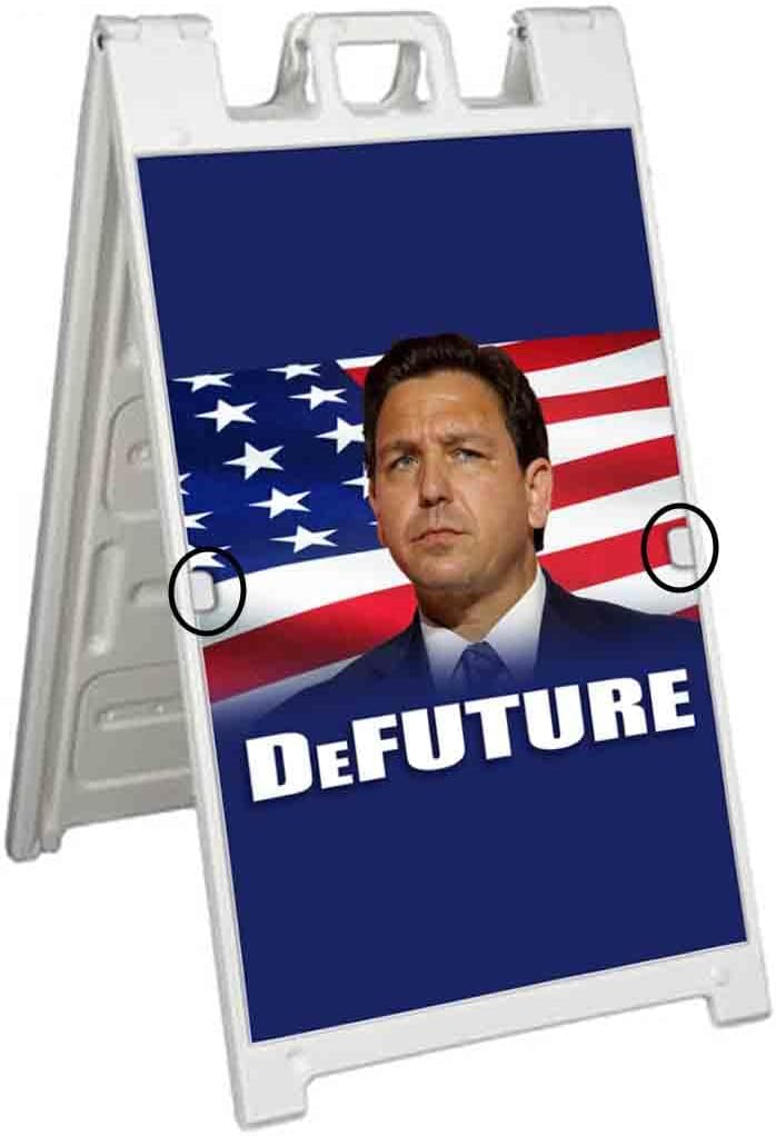 Desantis DeFuture (24' X 36') Deluxe A-Frame Signicade, Includes 2 Removable Panels & Stand | Election, Political, Republican, Vote