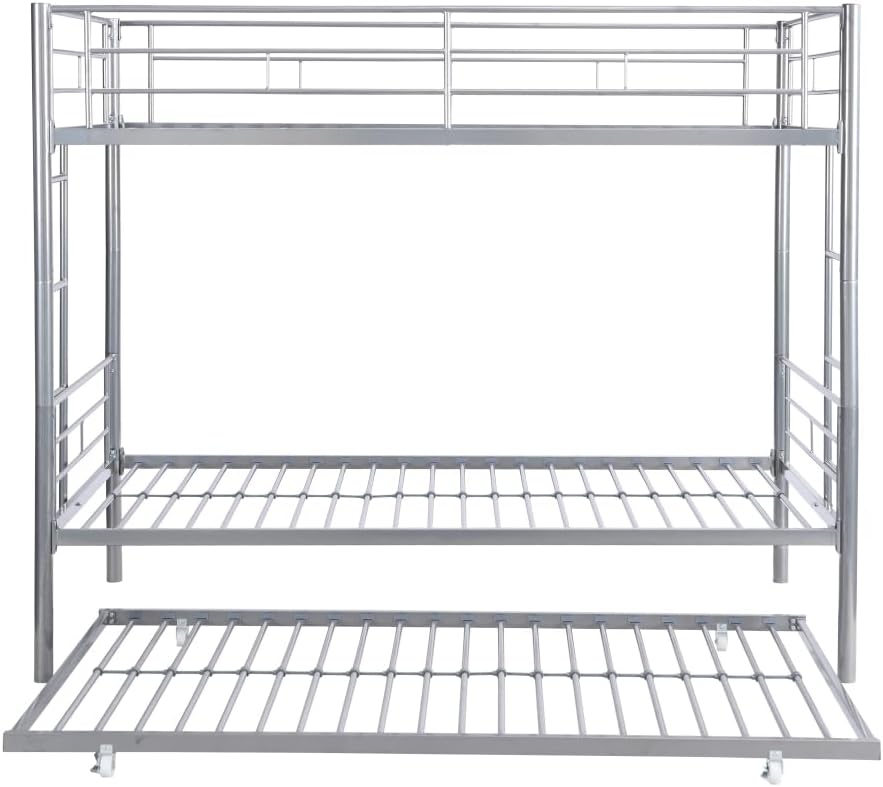 BUNK Bed Pink Twin Over Twin (Silver + Metal)