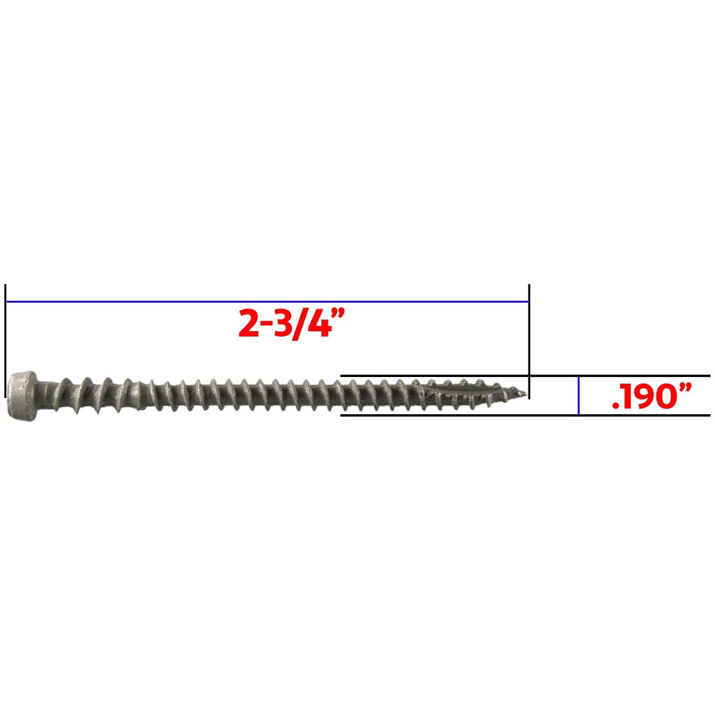 Jake Sales #10 x 2-3/4' Castle Gray Colored Composite Decking Wood Screw with Torx/Star Drive Head - Decking Exterior Coated - AQC Lumber Compatible Full Box ~ Screws