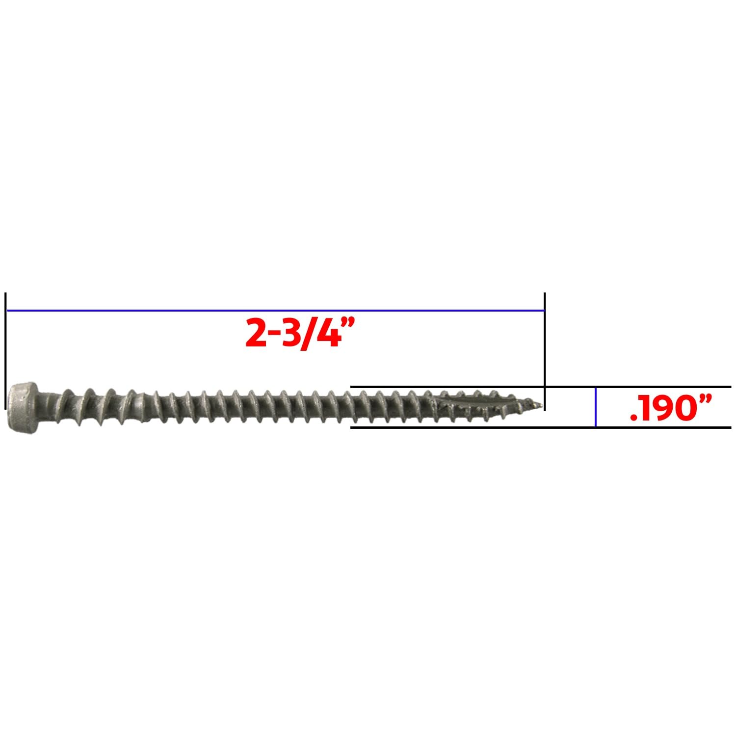 Jake Sales #10 x 2-3/4' Castle Gray Colored Composite Decking Wood Screw with Torx/Star Drive Head - Decking Exterior Coated - AQC Lumber Compatible Full Box ~ Screws