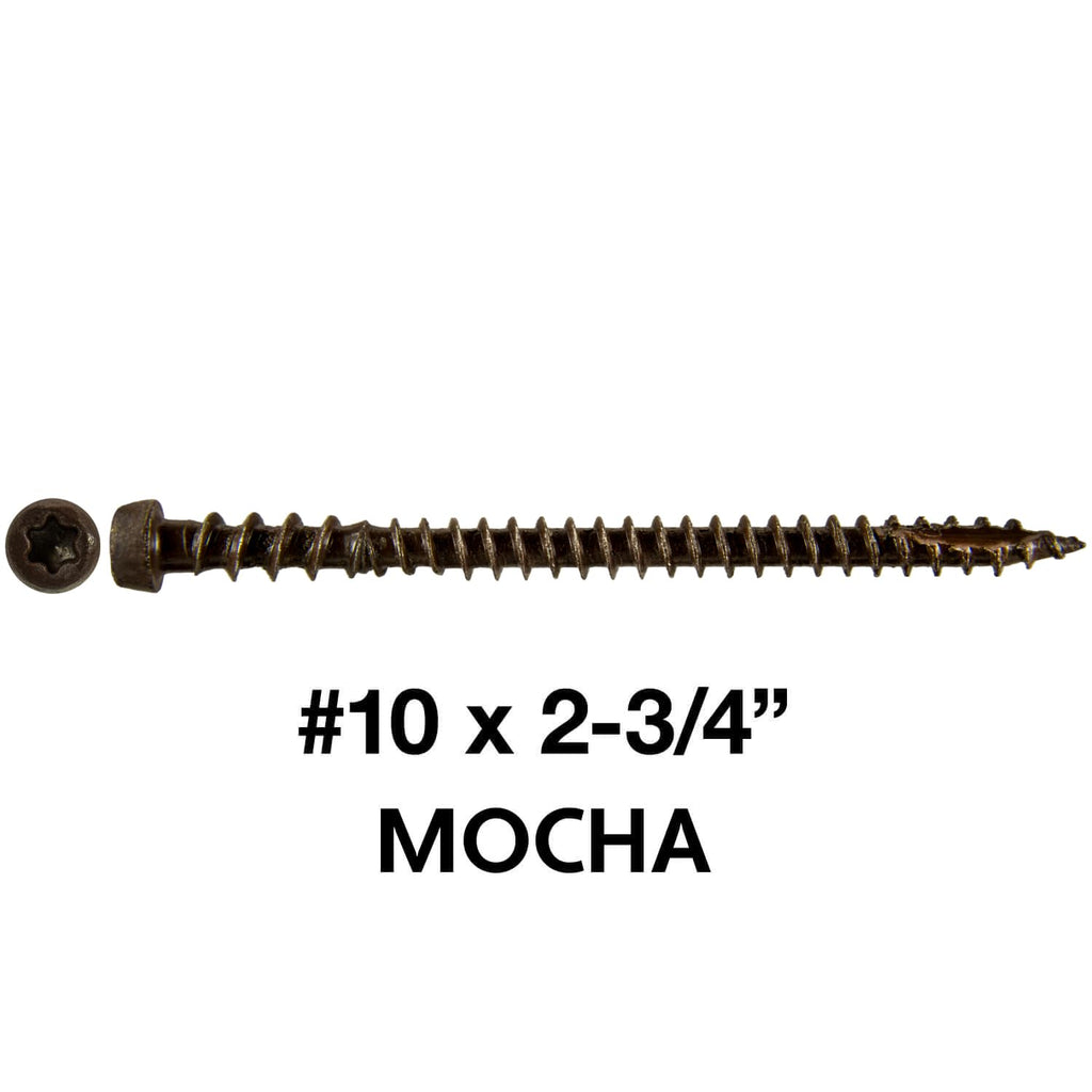 Jake Sales #10x2-3/4 Mocha Colored Composite Decking Wood Screw with Torx/Star Drive Head Exterior Coated - ACQ Lumber Compatible - 22 POUNDS ~1,750 Screws