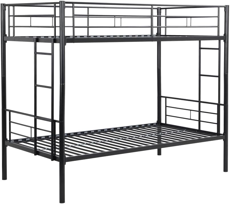 BUNK Bed Pink Twin Over Twin (Black + Metal)
