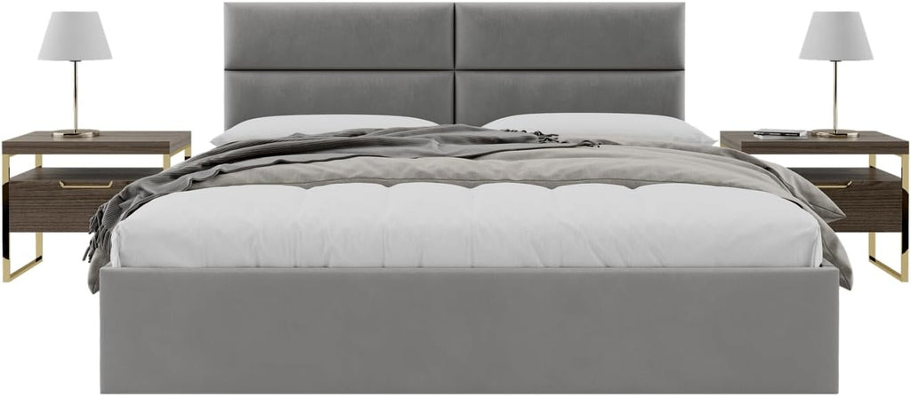 Vänt Upholstered Wall Panels - King/Cal King Size Wall Mounted Velvet Headboards - Velvet Smoke Grey - Twin/King - Set of 4 Panels (Each Individual Panel 39'x11.5')