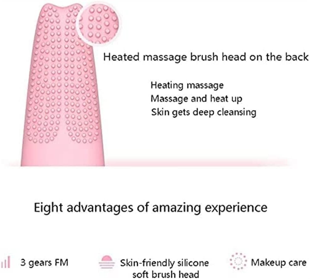 Soft Silicone Facial Cleansing Brush, Waterproof Electric Face Brush Skin Cleansing for Deep Cleansing, Gentle Exfoliating and Massaging, Pink