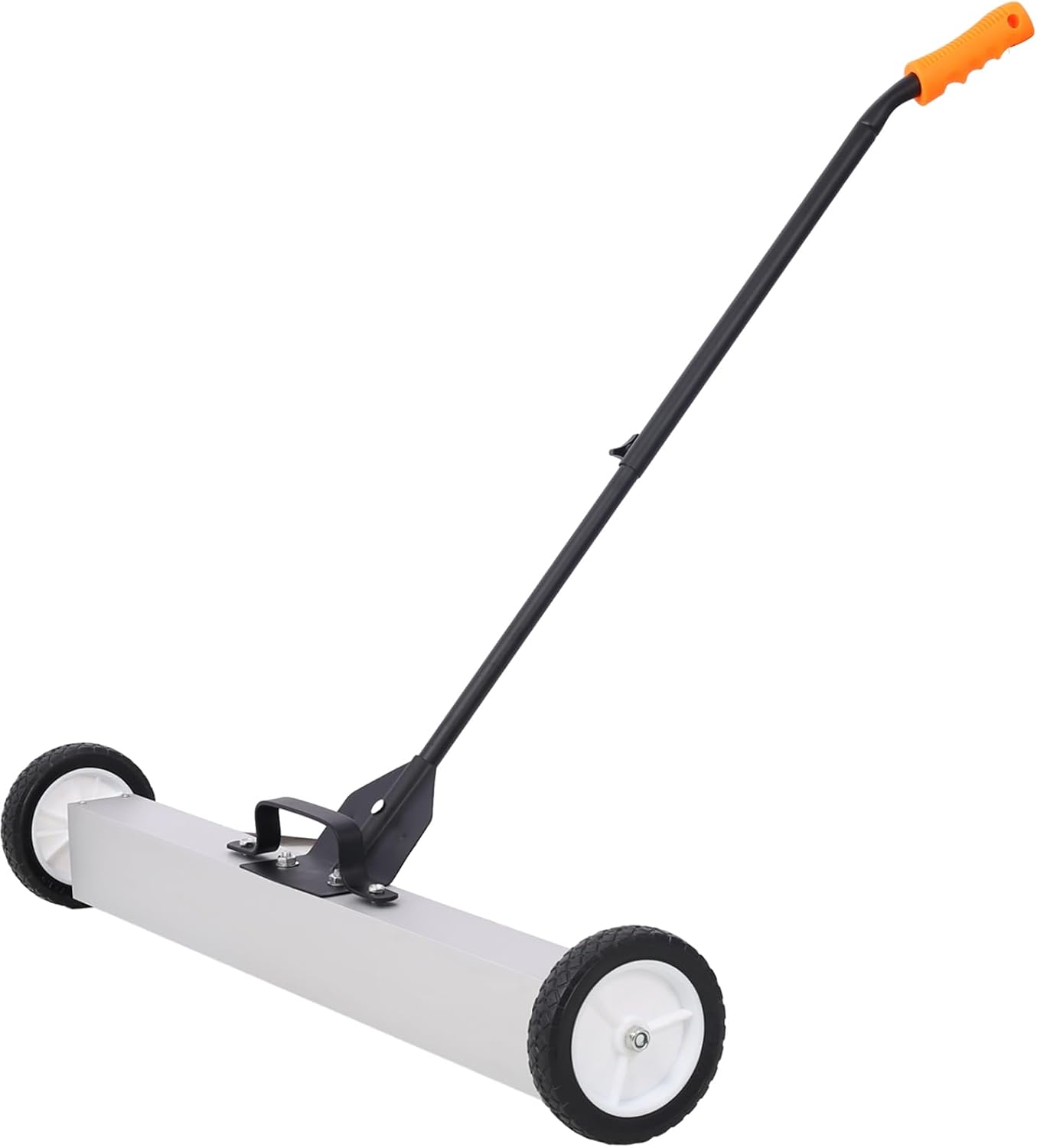 36'' Magnetic Sweeper with Quick Release Handle 30 lb Capacity Rolling Magnet Heavy Duty Push-Type Pick-Up Sweeper with 7 Inch Wheels for Nails Screws Metal Debris Black and Silver