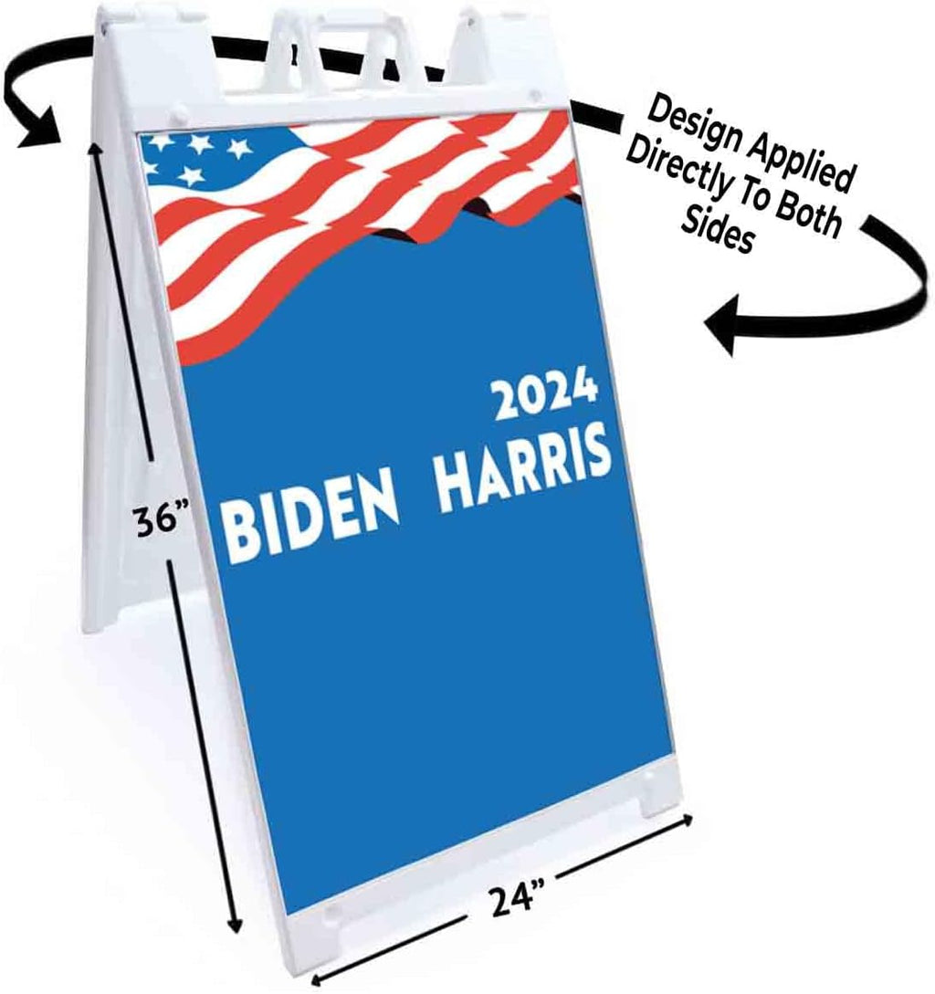 Biden Harris 2024 (24' X 36') Standard A-Frame Signicade, Includes Decal Applied to Stand | Election, Political, Democrat, Vote