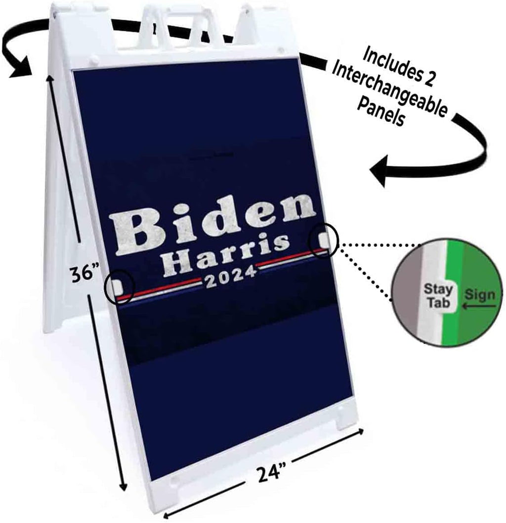 Biden Harris 2024 (24' X 36') Deluxe A-Frame Signicade, Includes 2 Removable Panels & Stand | Election, Political, Democrat, Vote