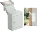 Pochar Through-The-Wall Drop Box with Rainproof Cover | Heavy Duty Through Wall Mailbox with 10-Inch Adjustable Chute | Rainproof Locking Drop Safe for Mail, Rent, Checks, Cash, and Keys(White)