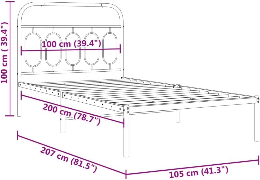 Twin Bed Frame White Steel Modern Platform Design with Storage Space Rectangular Bedframe for Bedroom Furniture