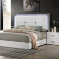 MASARA Bedroom Set, White UV High-Gloss Finish,Available in Queen/King/Twin/Full Size,Platform Bed with 2 Nightstands, Contemporary Style, Engineered Wood (Queen)
