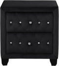 Sophia Modern Style Crystal Tufted 2-Drawer Nightstand Upholstered with Velvet Fabric Made with Wood in Black