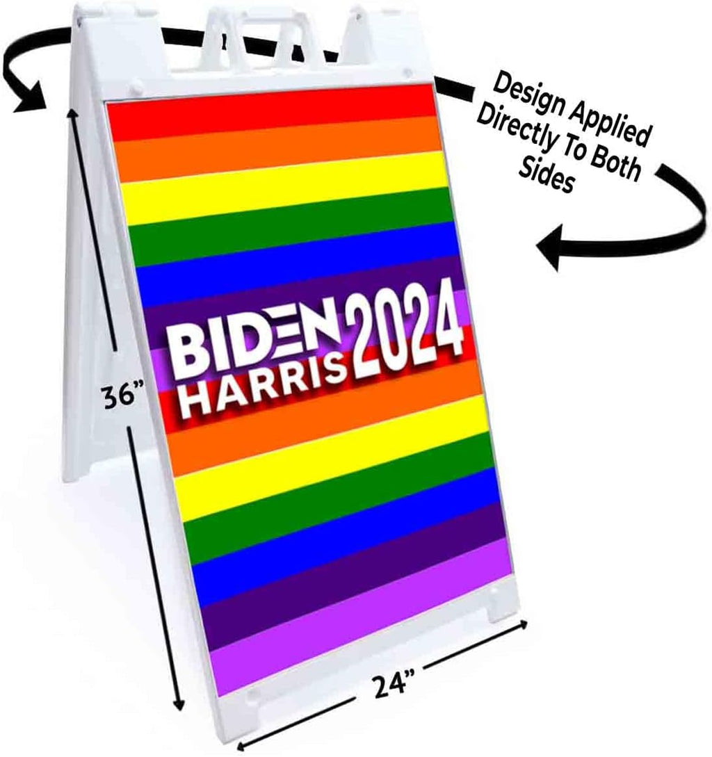 Biden Harris 2024 (24' X 36') Standard A-Frame Signicade, Includes Decal Applied to Stand | Election, Political, Democrat, Vote