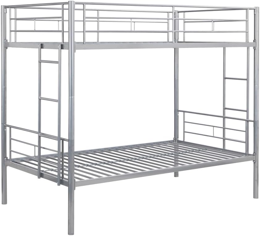 BUNK Bed Pink Twin Over Twin (Silver + Metal-1)