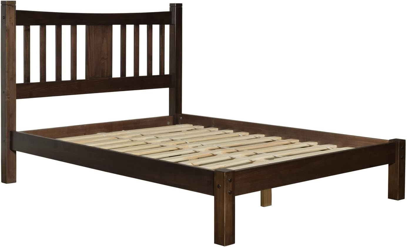 Grain Wood Furniture Shaker Solid Wood Slat Bed (Expresso, Queen)