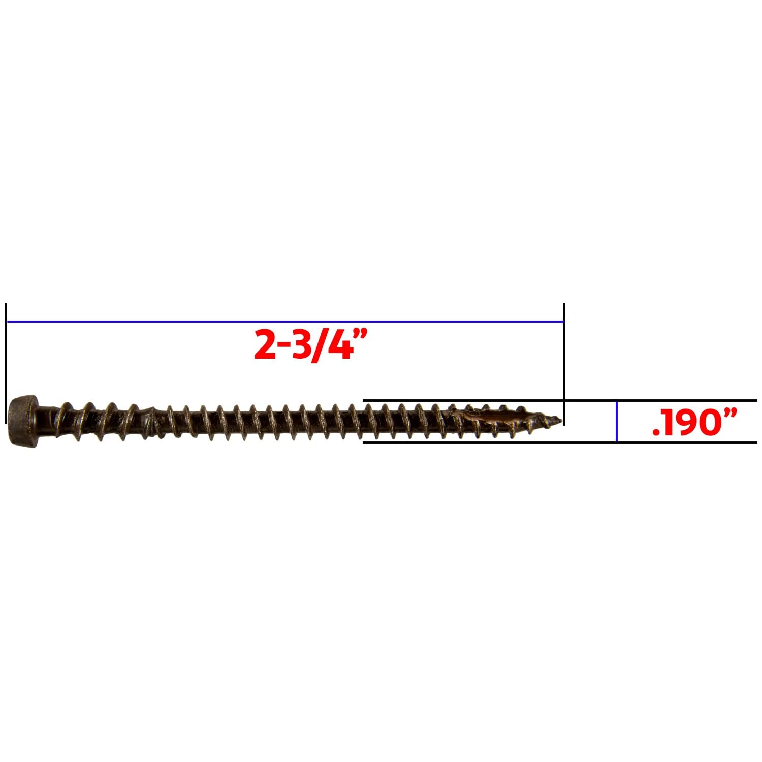 Jake Sales #10x2-3/4 Mocha Colored Composite Decking Wood Screw with Torx/Star Drive Head Exterior Coated - ACQ Lumber Compatible - 22 POUNDS ~1,750 Screws