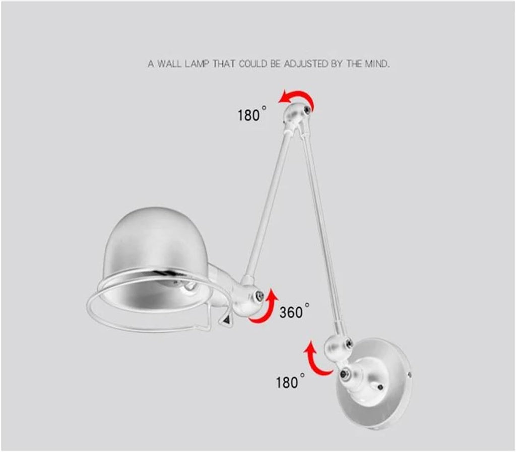 Wall Sconces, Nordic Retro Adjustable Joint Long Arm Wall Lamp Creative Indoor Bedroom Bedside Home Decor Iron Light Modern Luminaria