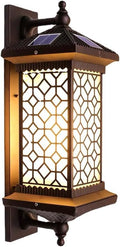 Outdoor Solar Wall Light Vintage Lantern Wall Sconce Cordless Solar Powered Wall Mounted Lamp Exterior Porch Lights Patio Fence Outside Sconces Wall Lighting Fixture