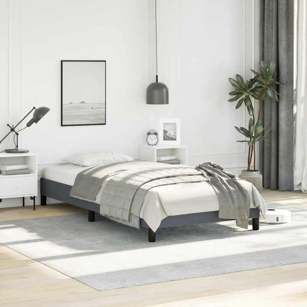 Dark Gray Velvet Twin XL Bed Frame with Plywood and Engineered Wood, Breathable Material and Matte Finish for Modern Bedroom, Rectangular Shape with Square Legs for Easy