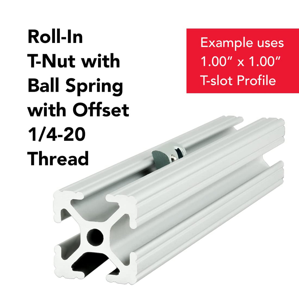 8020, 3923, 10 Series 1/4-20 Steel Roll in T-Nut with Ball Spring - T Slot Accessories for Aluminum Extrusion - 80/20 Hardware Nuts (1500)