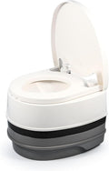 Camco RV Premium Travel Toilet - Features a 5.3-Gallon Detachable Holding Tank, Pump Flush Design & Spring-Loaded Latch (41535)