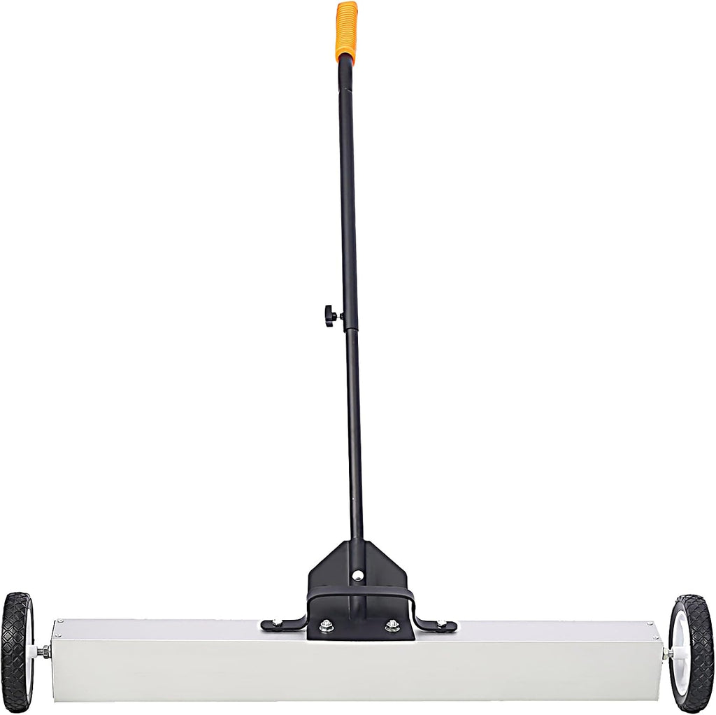 36' Wide Rolling Magnetic Sweeper with Adjustable Telescopic Handle (30'-43') - Push-Type Magnet Nail Pickup Tool 30LB Capacity Quick Release 7' Wheels for Fast Garage Driveway Workshop Cleanup