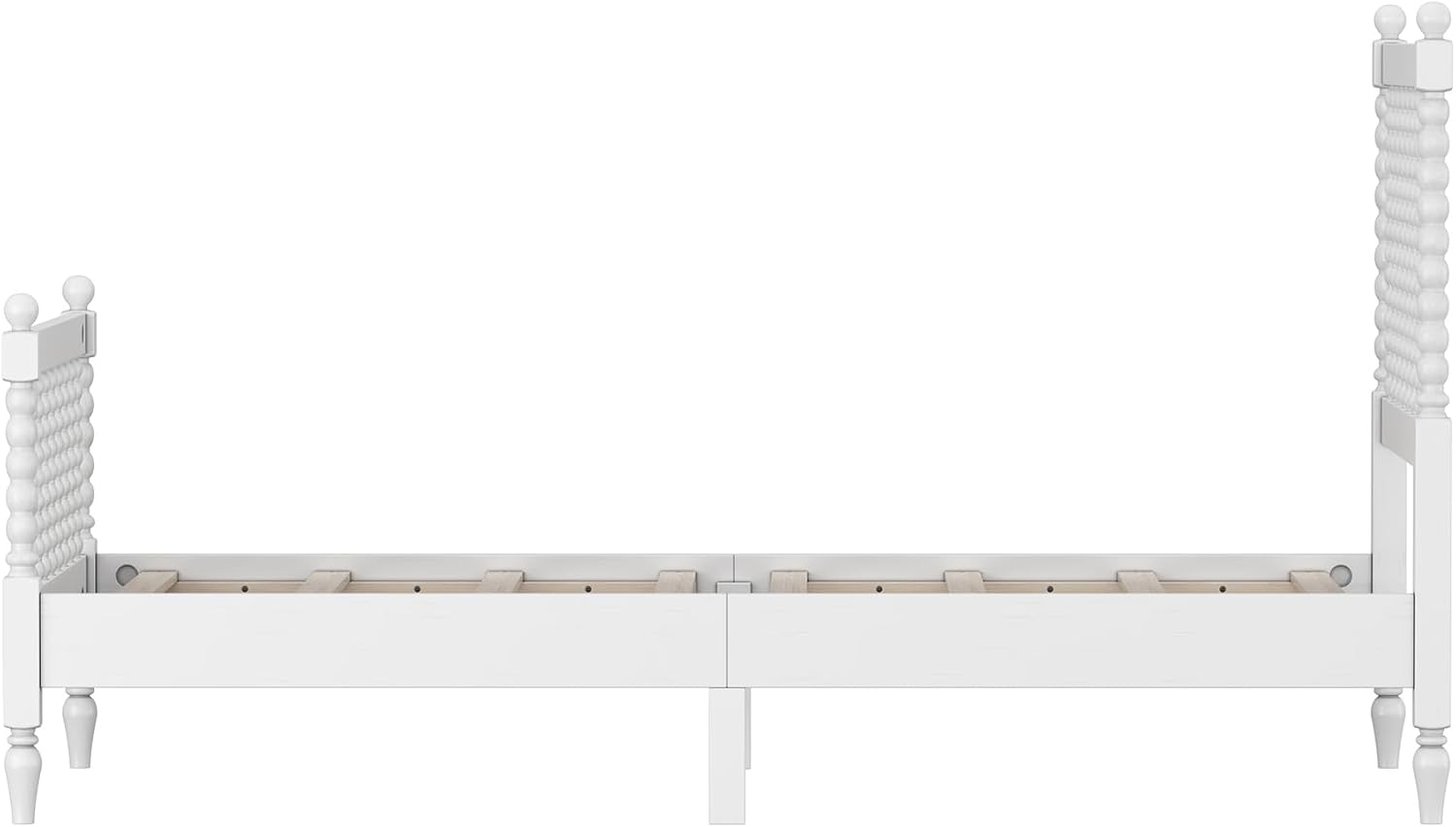 Generic 3 s Bedroom Sets Twin Size Wood Platform Bed with Gourd Shaped Headboard and Footboard with 2 Nightstands,White
