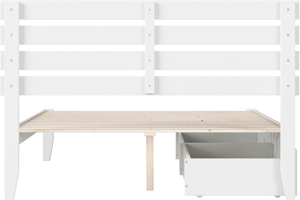 AFI, Oxford Queen Platform Bed with Set of 2 Underbed Storage Drawers, White