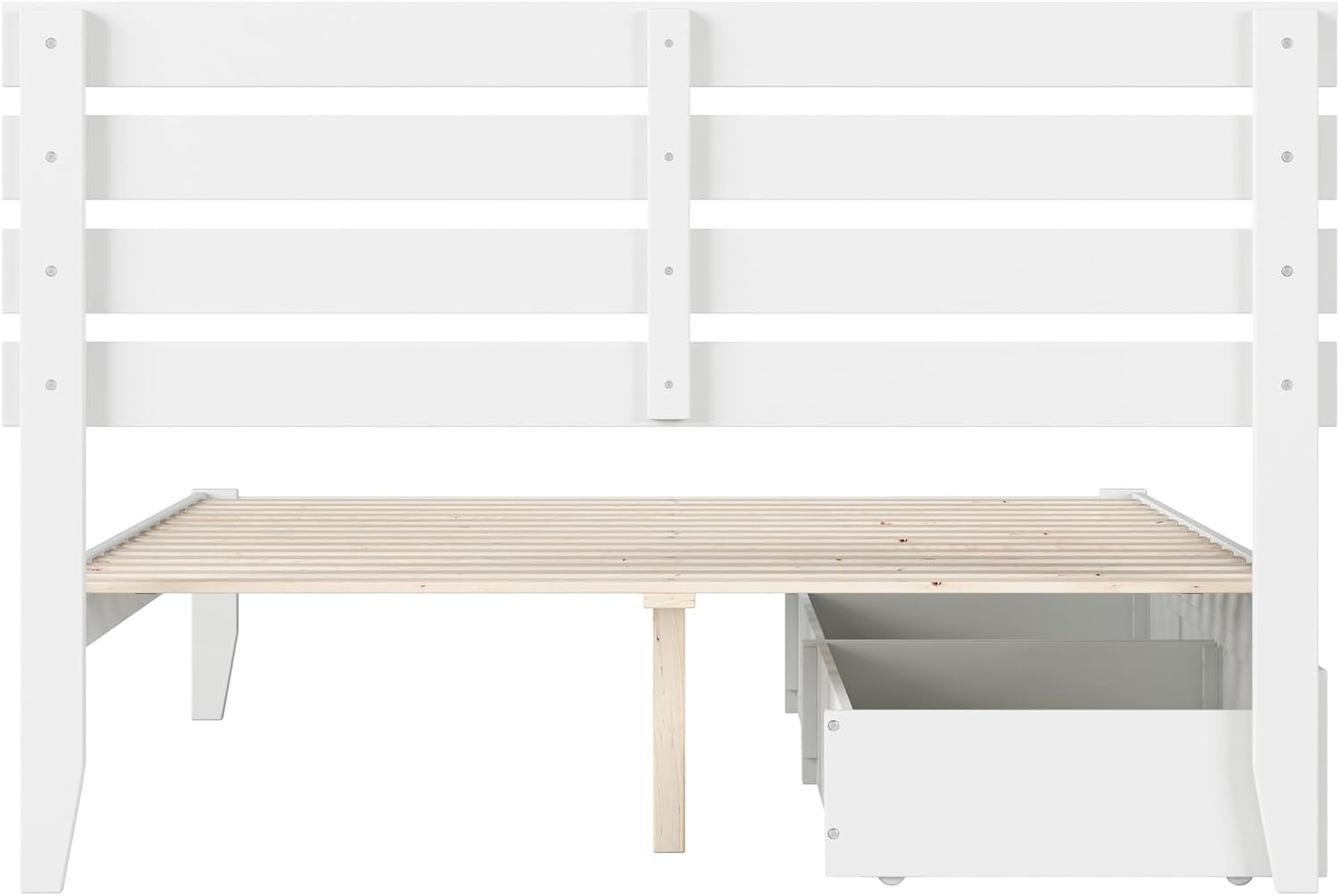 AFI, Oxford Queen Platform Bed with Set of 2 Underbed Storage Drawers, White