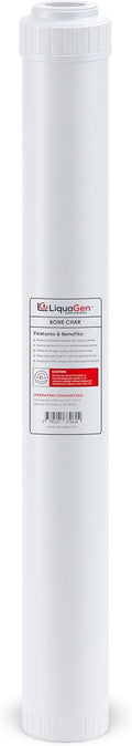 LiquaGen Bone Char Water Filter Replacement Cartridge – Helps Reduce Fluoride – Universal Refillable Filter for Whole House & Drinking Water – 2.5x10, 2.5x20, 4.5x10, 4.5x20 (1, 2.5' x 20')
