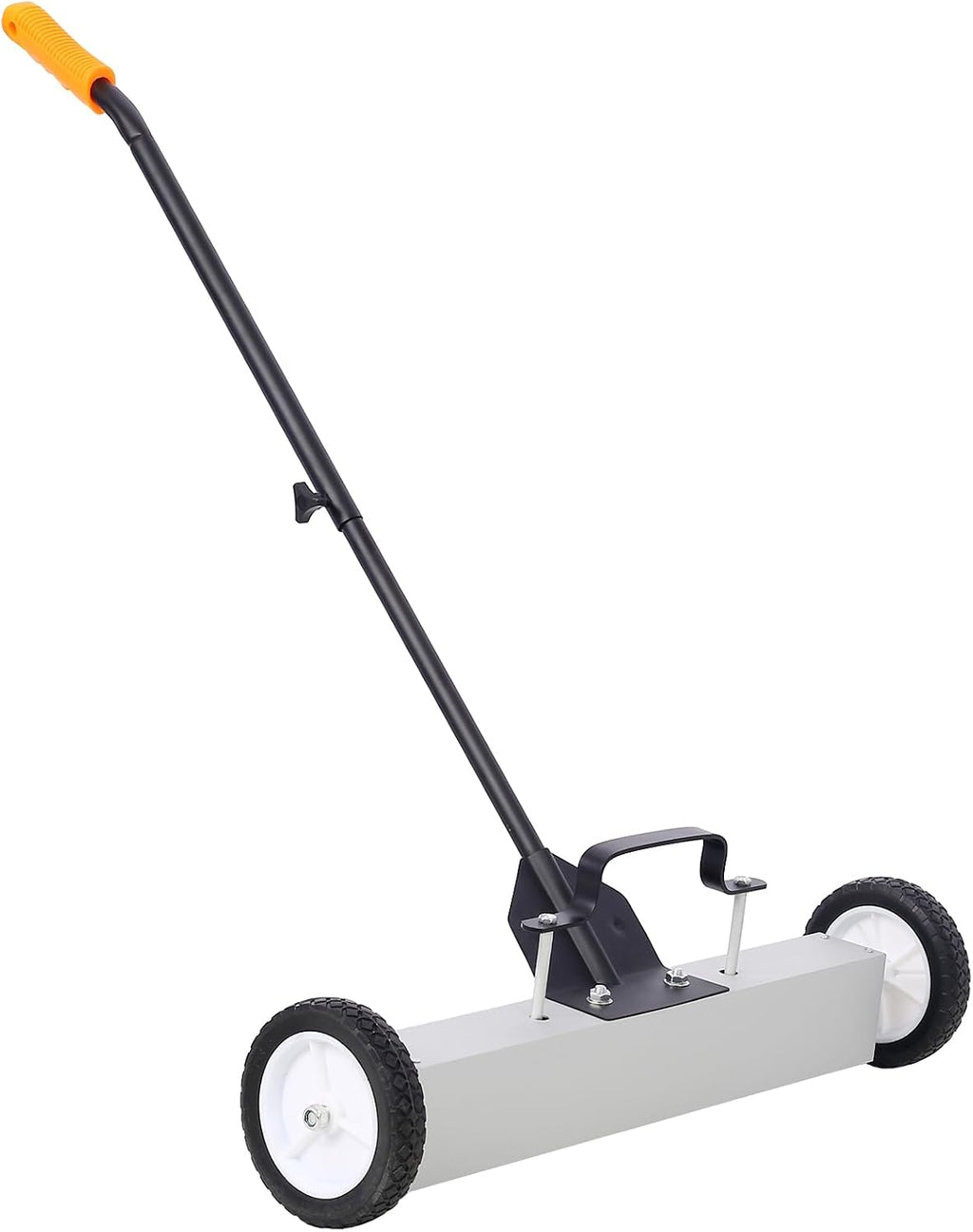 Magnetic Sweepers with Release Heavy Duty Push-Type 24'' Rolling Magnetic Pick-Up Sweeper Ergonomic Adjustable Long Arm for Nails Needles Screws Collection Metal Black and Silver