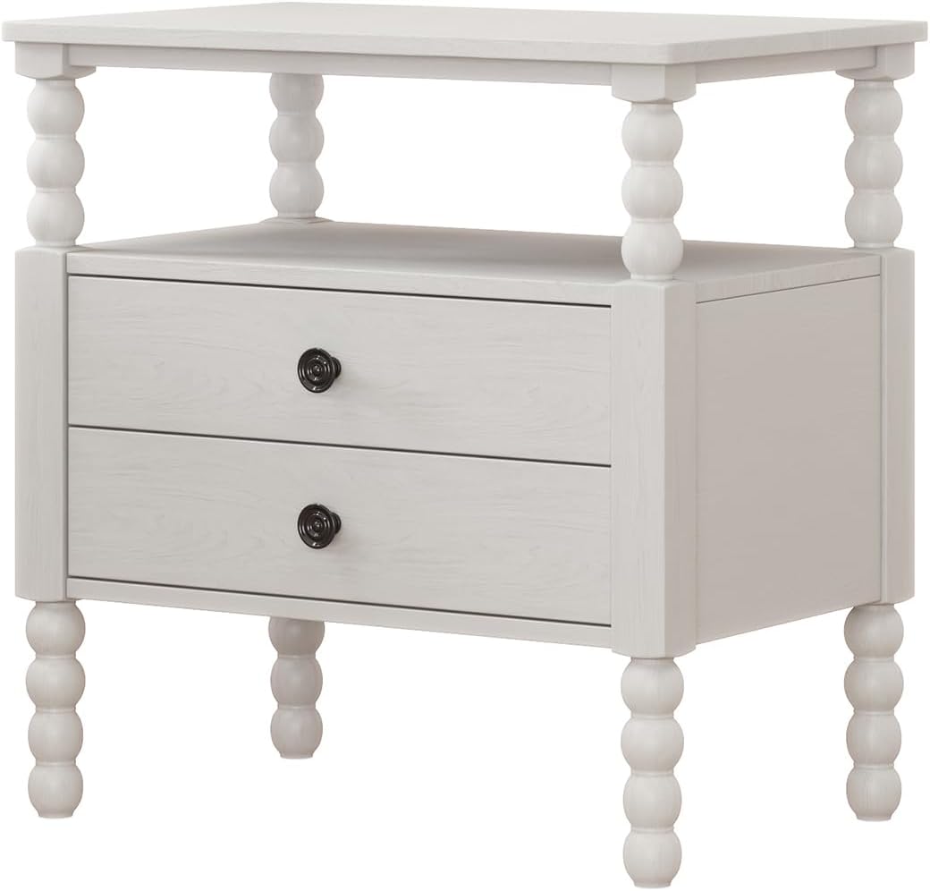 Generic 3 s Bedroom Sets Twin Size Wood Platform Bed with Gourd Shaped Headboard and Footboard with 2 Nightstands,White